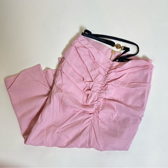 Versace Pink Midi Strap Thong Scrunch Midi Skirt - Picture 4 of 9